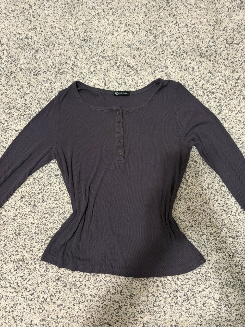 Pretty Garden Women's Long Sleeve Henley Top - Charcoal Gray